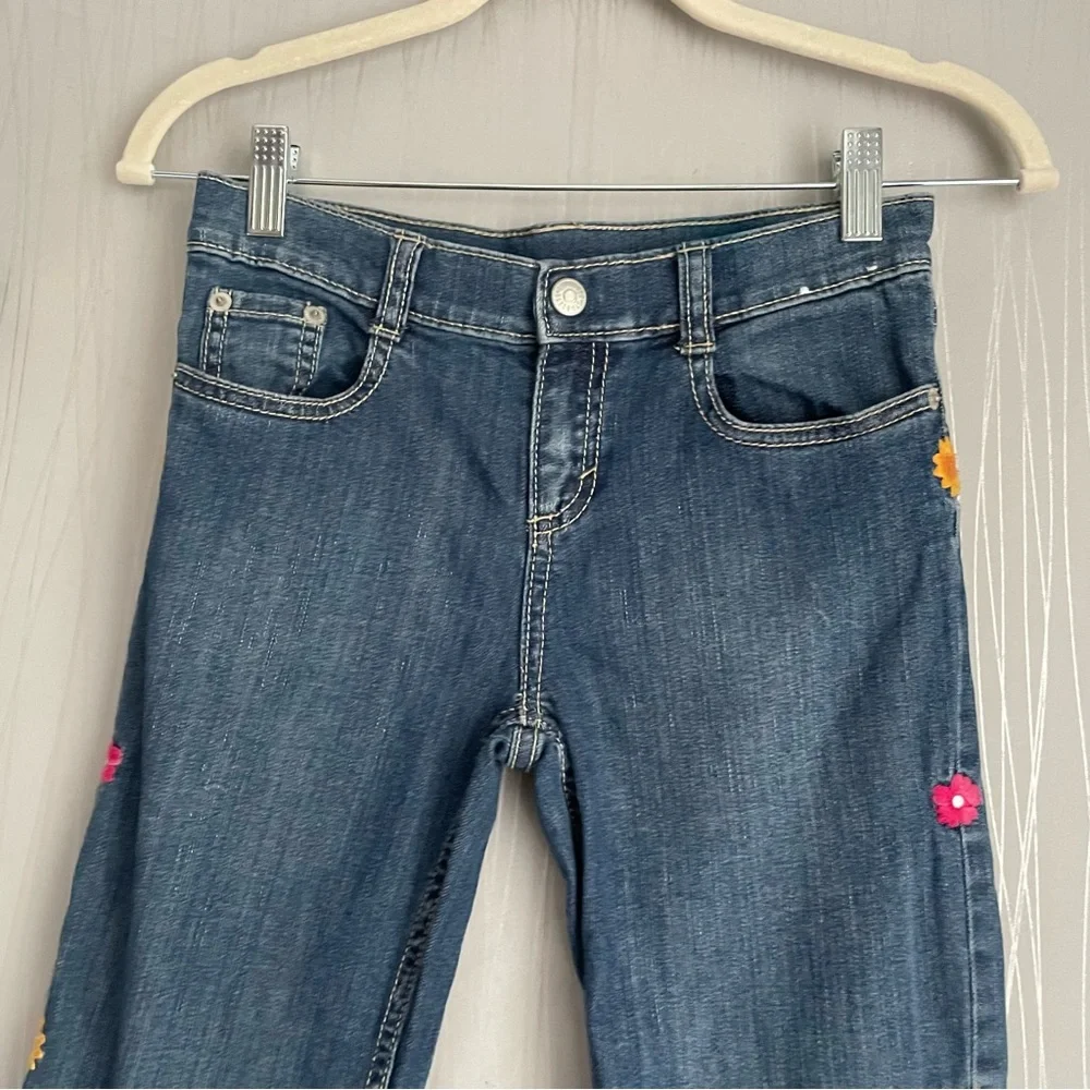 Gymboree Flower Jeans Girls Size 12 Embroidered Floral Bootcut Denim Pants